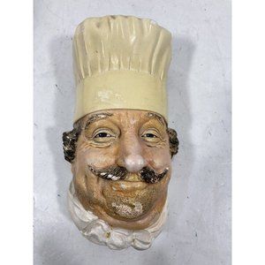Vintage Chef Bossons Chalkware Head Congleton England MCM 1969 Hand Painted